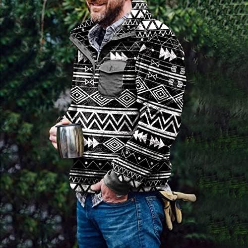Менс џемпери и влечење руно, долги ракави загреваат џемпери од Ацтек, пулвер, празничен пулвер јакна за мажи зима
