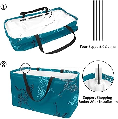 Кошар за еднократно шопинг птици кранови преносни преклопни пикник намирници кеси за перење алишта за торба за торба за купување корпа