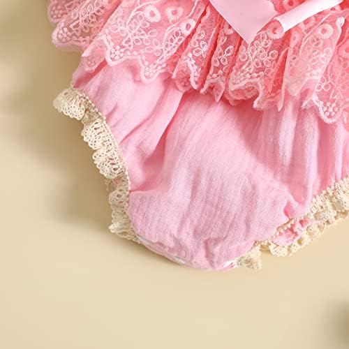 Новороденче девојче Туту ромпер случајно цветно чипка скокање со ракави за летање со ракав, тул фустан летни облеки