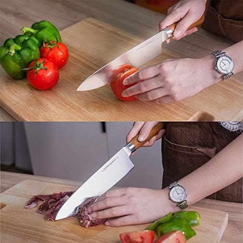 Ландосан Готвач нож 8 Инчен Прецизност Фалсификувани Кујна Зеленчук Готвач Нож Високо-Јаглерод Нож Од Нерѓосувачки Челик Готвач Ножеви