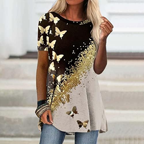 Кошула со блуза за жени есен лето облека со краток ракав мода y2k брод врат памук пеперутка графичка маица ди