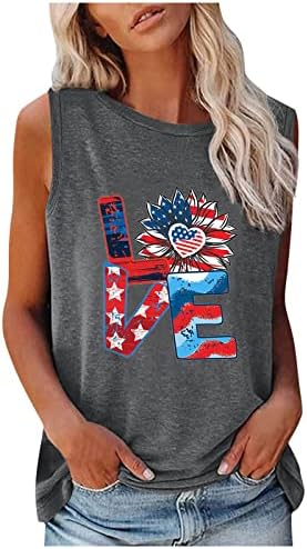 Narhbrg женски обични лабави резервоар врвови графички удобни летни основни маици Симпатична американско знаме печатено врвови за ракавици