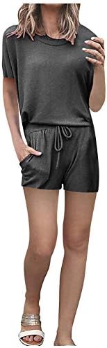 Лабава вклопена удобна потта за жени Поставете 2 парчиња облека кратки/долги ракави врвови со долги панталони со влечење