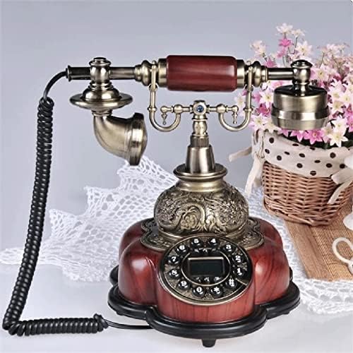 Lepsjgc Антички кабелска смола Фиксна дигитална ретро телефонска копче бирање гроздобер декоративни ротациони телефони со фиксни фиксни