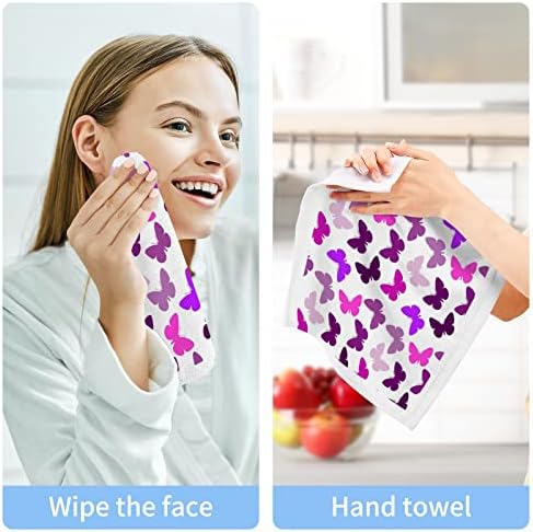 Kigai 6 Pack Виолетова лесна мијалник за пеперутки - меки крпи за лице, теретани за теретани, хотел и бањата квалитет, крпи за чисти памучни