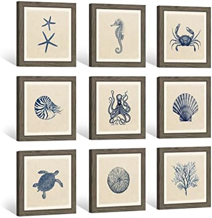 Бања Океан врамена wallидна уметност: плажа море октопод уметнички дела спална соба крајбрежна корална слика гроздобер желка печати