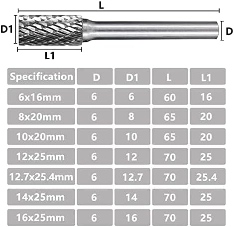 Htawi двојно исечени ротациони датотеки за метален дијаметар 12-25.4 mm 6mm Shank Tungten carbide burr bit rotary burrs алатки за обработка на