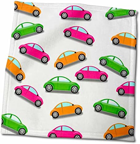 3drose Print на неонски розови зелени и жолти модели на фрлање автомобили - крпи