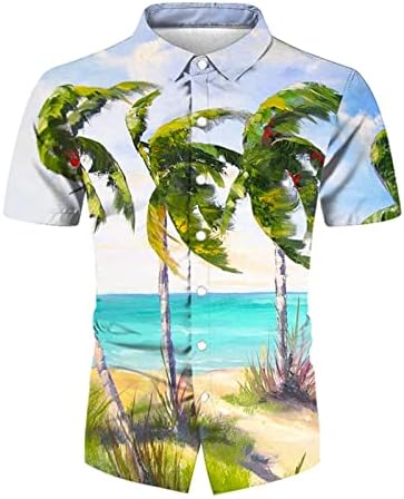Beuu 2022 Нови кошули за хавајски хавајски кошули, летно копче за кратки ракави надолу тропски цветни принт опуштено вклопување на кошулата
