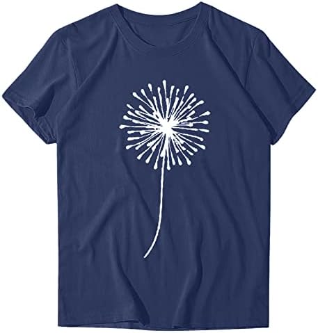 Летните врвови на Зефотим за жени 2023 година со кратки ракави Обични сончогледни глуварчиња графички мета цветни кошули