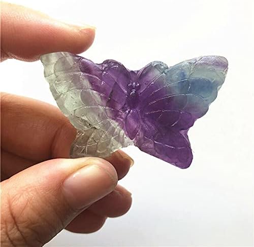 QiaNONOI ZD1226 1PCS Природна флуоритна кристална пеперутка рачна врежана камења со реики подароци заздравување на природни камења и минерали