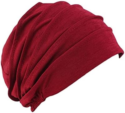 Jsnnlye Зимски бени капа женски памук дише хиџаб турбан еластична капа за завиткување