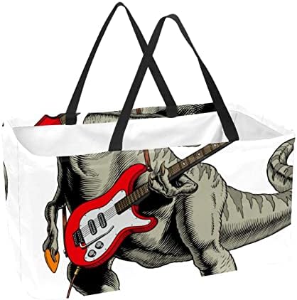 Кошница за еднократно шопинг Dianosaur со преносна гитара преклопена пикник намирници кеси за перење алишта за торба за торба за