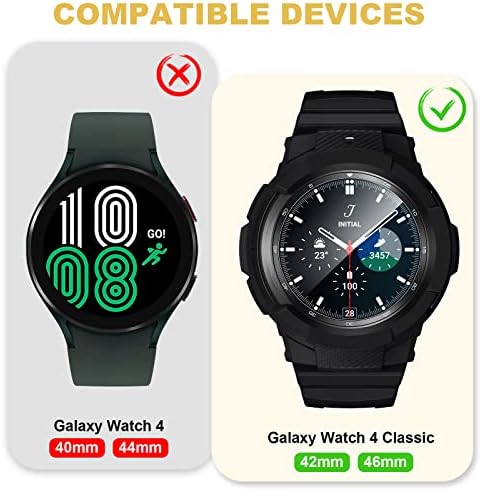 XYF Компатибилен за Galaxy Watch 4 Classic Band со заштитник на случаи, [1 Uni-Body +2 заштитници] Спортски заштитен случај со опсег за