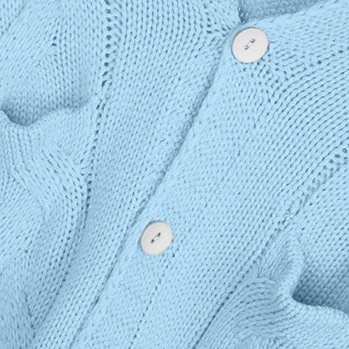 Џемпер палто женски зимски топол бучен плетен кабел кардиган цврста боја случајна долга ракав палто со долги копче