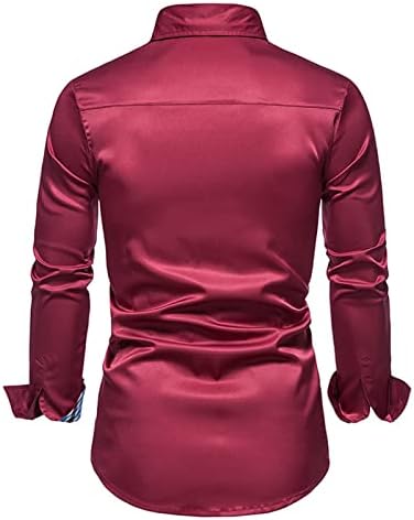 Машка модна скриечка боја на контраст, тенок кошули опуштено копче надолу отворена предна кошула одговара на блуза со долг ракав