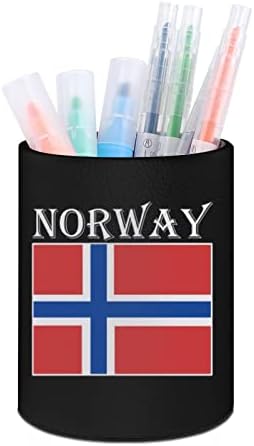 Норвешка знаме PU кожни држачи за моливи на моливче за тркалезно сад за садови за контејнери за канцеларија за канцелариски дом