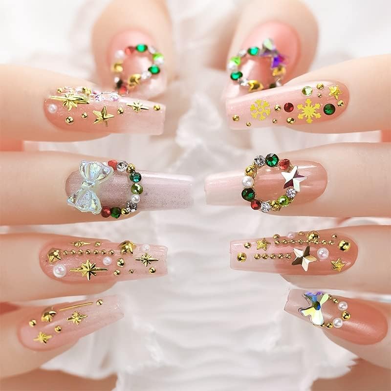 Божиќни сјајни нокти украси за украси на ноктите rhinestones charm nail скапоцени камења накит лажни додатоци за нокти Алатки за материјали