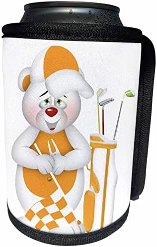 3drose симпатична бела и портокалова голф тато мечка илустрација - може да се лади обвивка за шише