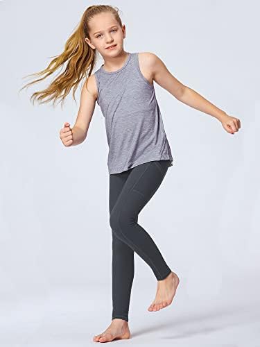 Атлетски хеланки на Стил девојки Деца танцуваат трчање по јога панталони Активни танцувачки хулахопки со џебови