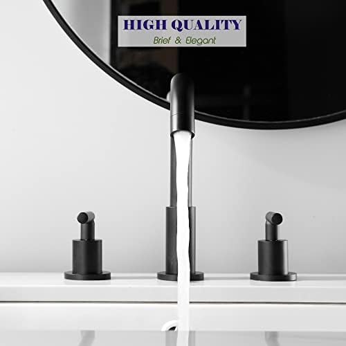 Matte Matte Black Faucet Bales за мијалник од 3 дупки од 8 инчи широко распространета, вклучена одвод, Sh001HNS-SMB