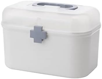 Коцка за складирање на коцка, семејна медицина Пластична кутија за складирање со двојно слој за прва помош со рачка за отстранлив сервис за