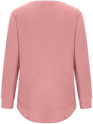 Womanенски лесен пуловер со долг ракав лабав опремени врвови на типот, обичен цврст тенок џемпер класичен опуштени блузи паѓаат