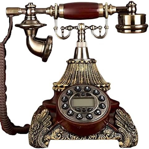 Gayouny кабелско копче за дрво бирање ретро фиксен телефонски повикувач на лична карта, класичен електронски bellвонче старомоден
