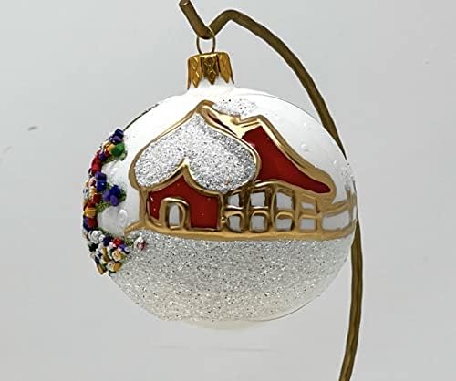 Божиќен украс на полска галерија, зимски ден во планини, разнесена стаклена топка 3-инчен