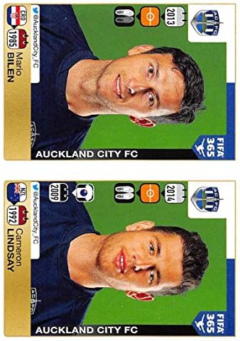 2015-16 Панини ФИФА 365 налепници Фудбал #680-681 Марио Билен/Камерон Линдзи Трговска картичка со големина на албум