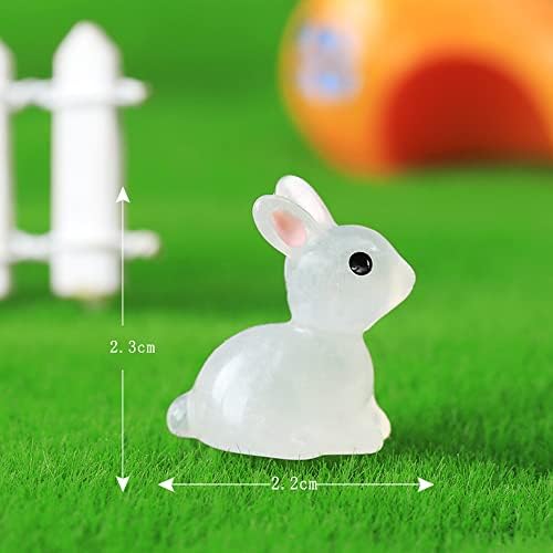 Амобестер Велигденски зајаче минијатурна играчка за зајак, светлечки зајаче за градинарски украс украс мини тврда смола зајаче