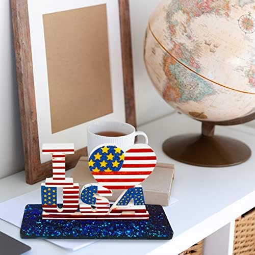 Тенсикоко 2 парчиња Ден на независност Силиконски занаетчиски изработка на калапи Американски знаме силиконски калапи