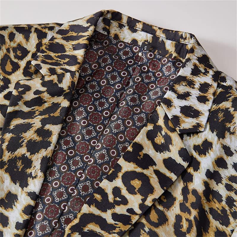 Машки блејзери леопард печатење Излезени лаптопи костуми тенки фити секвенци смокидо стилски спортски палта јакни