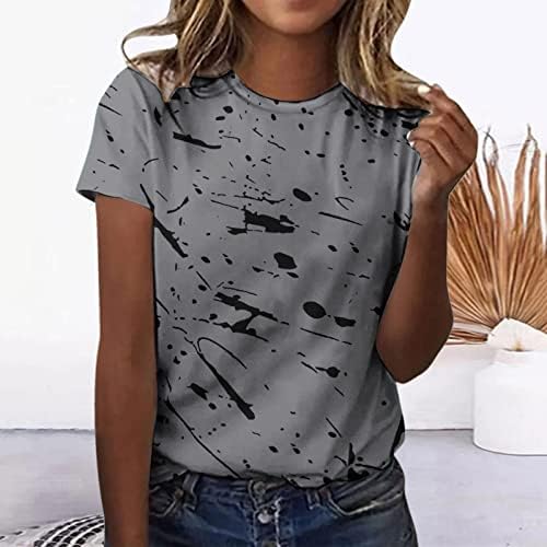 Тинејџерски девојки кошули печати блузи маици со кратки ракави екипаж вратот Спандекс летни есенски кошули облека трендовски 7х