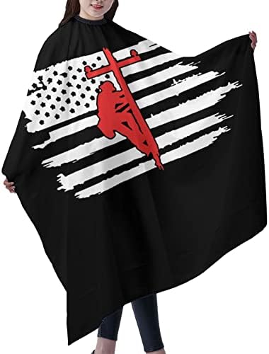 Линеман Знаме Фризура Престилка Салон За Сечење Коса Кејп 55 х 66 Инчи, Водоотпорен Прилагодлив Фустан За Коса Фустан Наметка, Шармантна