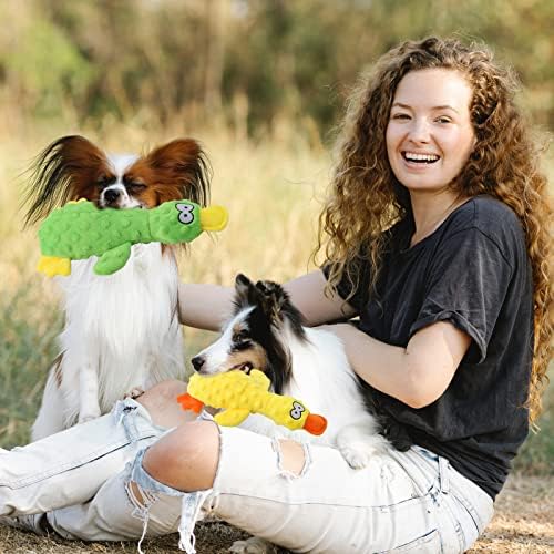 Manopaws 3 пакувања со пискави кучиња играчки, играчки за кучиња од патка за агресивни џвакачи, трајни интерактивни играчки за кучиња за почетнички