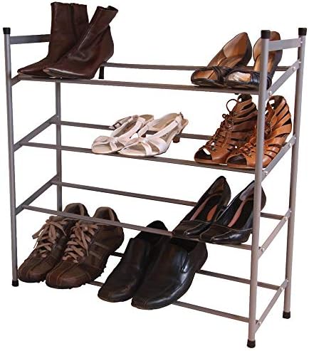 JVL Четири нивоа Организатор за складирање на решетки за семејни чевли, 25 x 4 x 75 сантиметри, сива