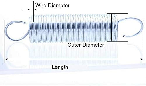 Дијаметар на жица со ахгас Спрингс 1мм бел цинк обложен надворешен дијаметар 7мм затегнување на затегнување со должина на продолжување