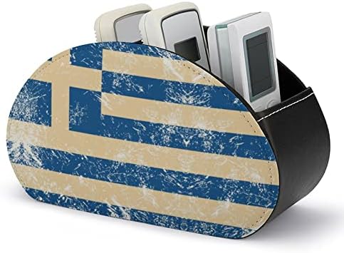 Држач за далечински управувач со знаме на ретро Грција со 5 оддели ТВ далечински организатор за складирање на кутии за контролори