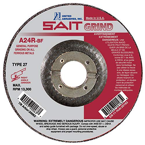 SAIT A24R-BF Абразивно мелење тркало од 6 инчи тип 27 мелење дискови со 7/8 arbor Qty 10