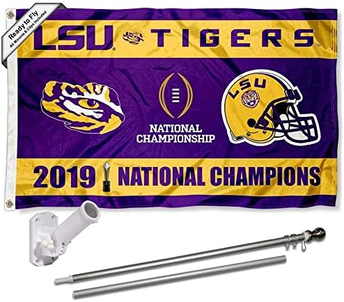 LSU Tigers 2019 2020 Национален фудбалски шампион со знаме и столб за заградување
