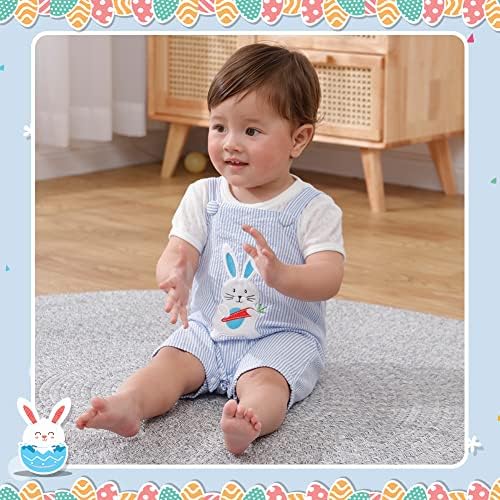 Xifamniy Бебе момчиња Велигденски облеки Велигденски Seersucker Romper Seersucker Nound Bunny Bunny Model Romper