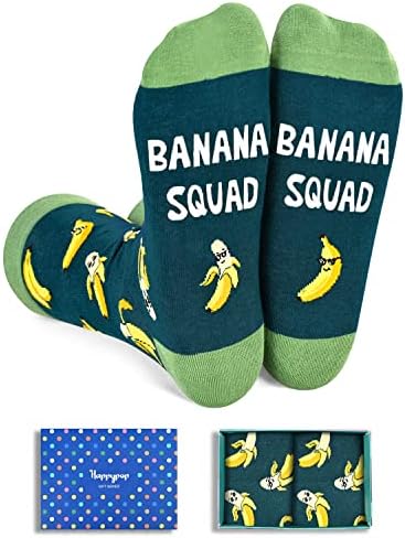 Хаппоп Унисекс Смешни Подароци Од Банана За Љубителите На Банана, Чорапи Од Банана Овошни Чорапи Кул Чорапи