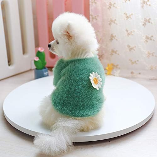 Лојални џемпери за кучиња за мали кучиња девојка девојче Дејзи стил кадифен тркалезен врат цвеќиња џемпер есен зимско топло кутре девојче