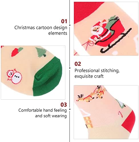 АБУФАН 5 Пара Божиќни Елементи Дизајнирајте Есенски Зимски Божиќни Чорапи За Божиќ За Божиќен Декор На Домот