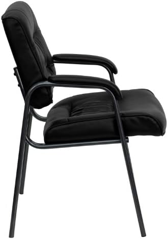 Флеш мебел Хегер Црн лајтерсфт извршен стол за прием со титаниум сив прашок обложена рамка