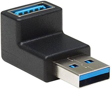 Трип Лајт Опис НА Една Линија USB 3.0 Адаптер, USB 3.0 Superspeed Конвертор, USB-M/F, 90 Степен Надолу Агол, Црна