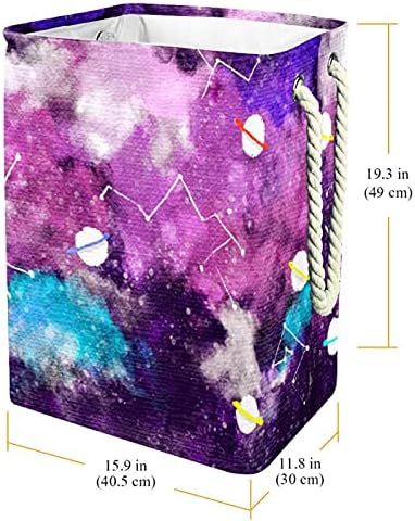 Акварел Пурпурна Галаксија Позадина За Перење Со Рачки Голема Корпа Што Се Склопува За Корпа За Складирање, Детска Соба, Организатор На Домот,