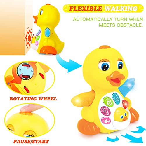 Зооава бебе далечински управувач, музичка играчка за патки, пеење танцување одење и звучи едукативна играчка за бебиња како трепет патка