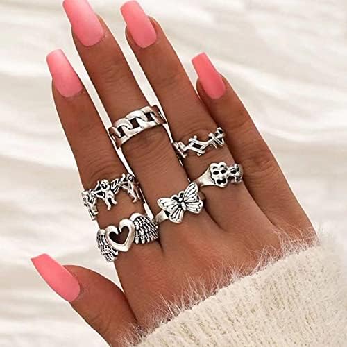 2023 Нов прстен прстен различни форми Постави мода женска златна геометрија Фезитал накит додаток за женски палецот